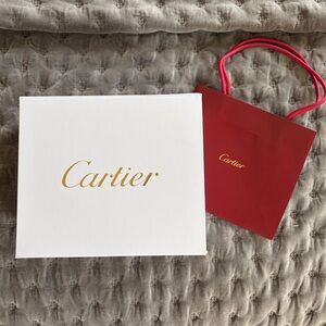 Cartier White Box and Red Gift Bag with Gold Logo
